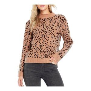 Saltwater Luxe Anthropologie Fulton Sweater Animal Print Small Sienna Brown
